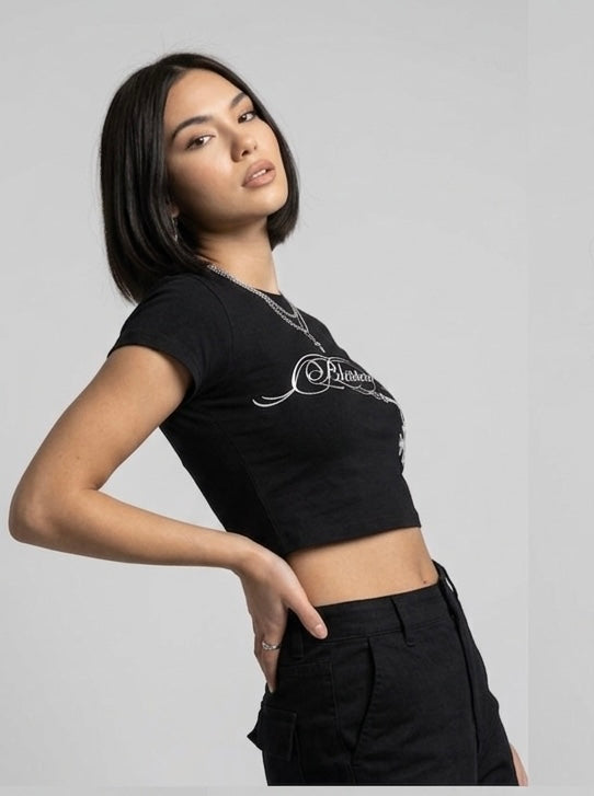 Blessed Baby Tee Siyah Crop