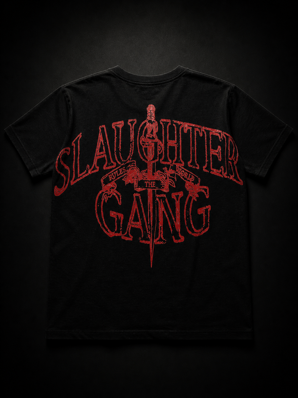 Slaughter Gang - Kırmızı Baskılı Y2K T-Shirt