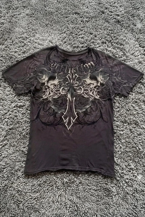 Double Skull Cross Y2K Unisex T-Shirt