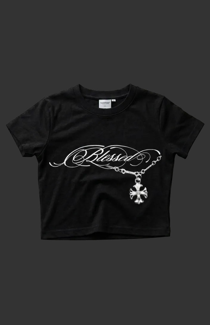 Blessed Baby Tee Siyah Crop