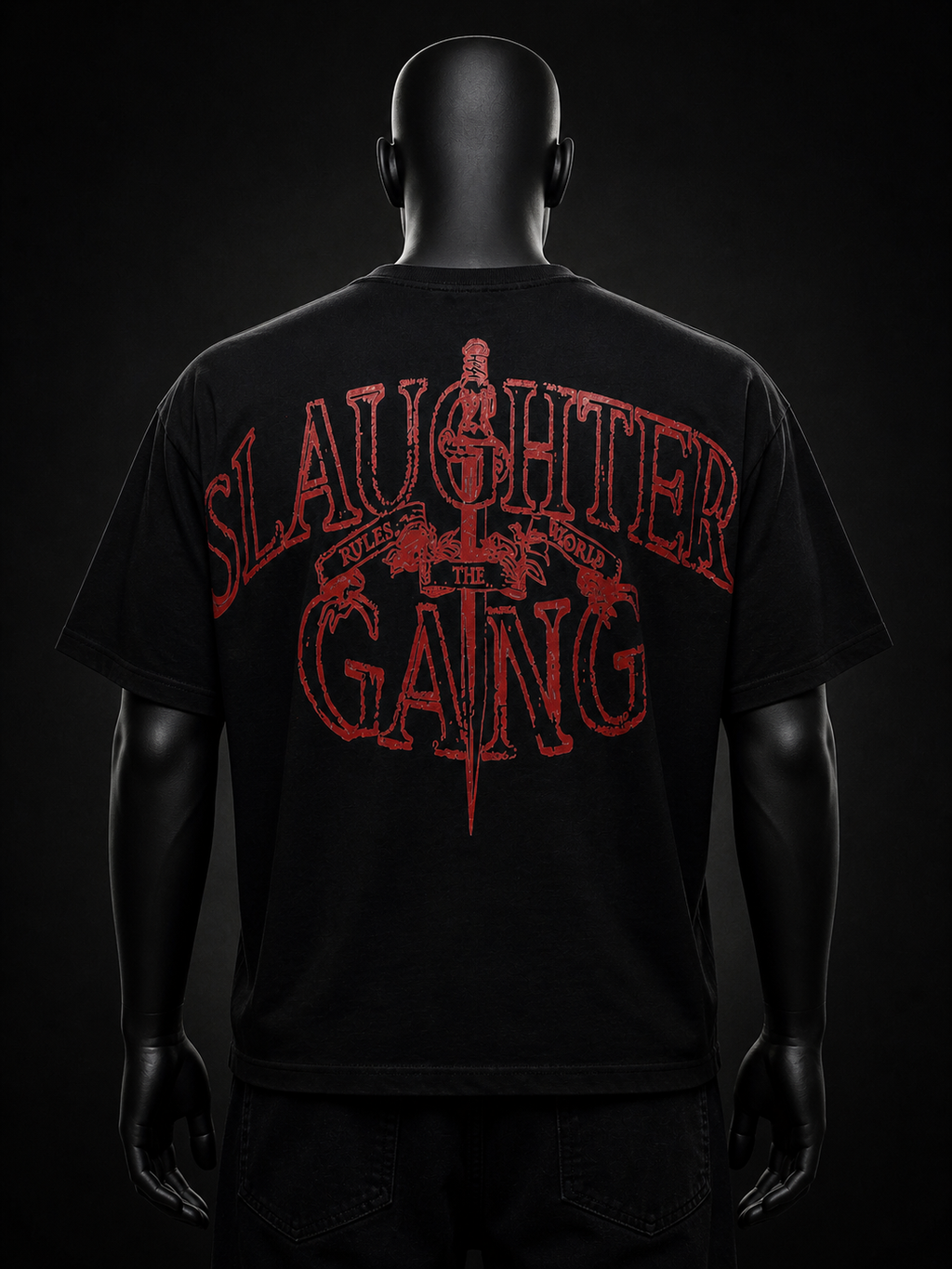 Slaughter Gang - Kırmızı Baskılı Y2K T-Shirt
