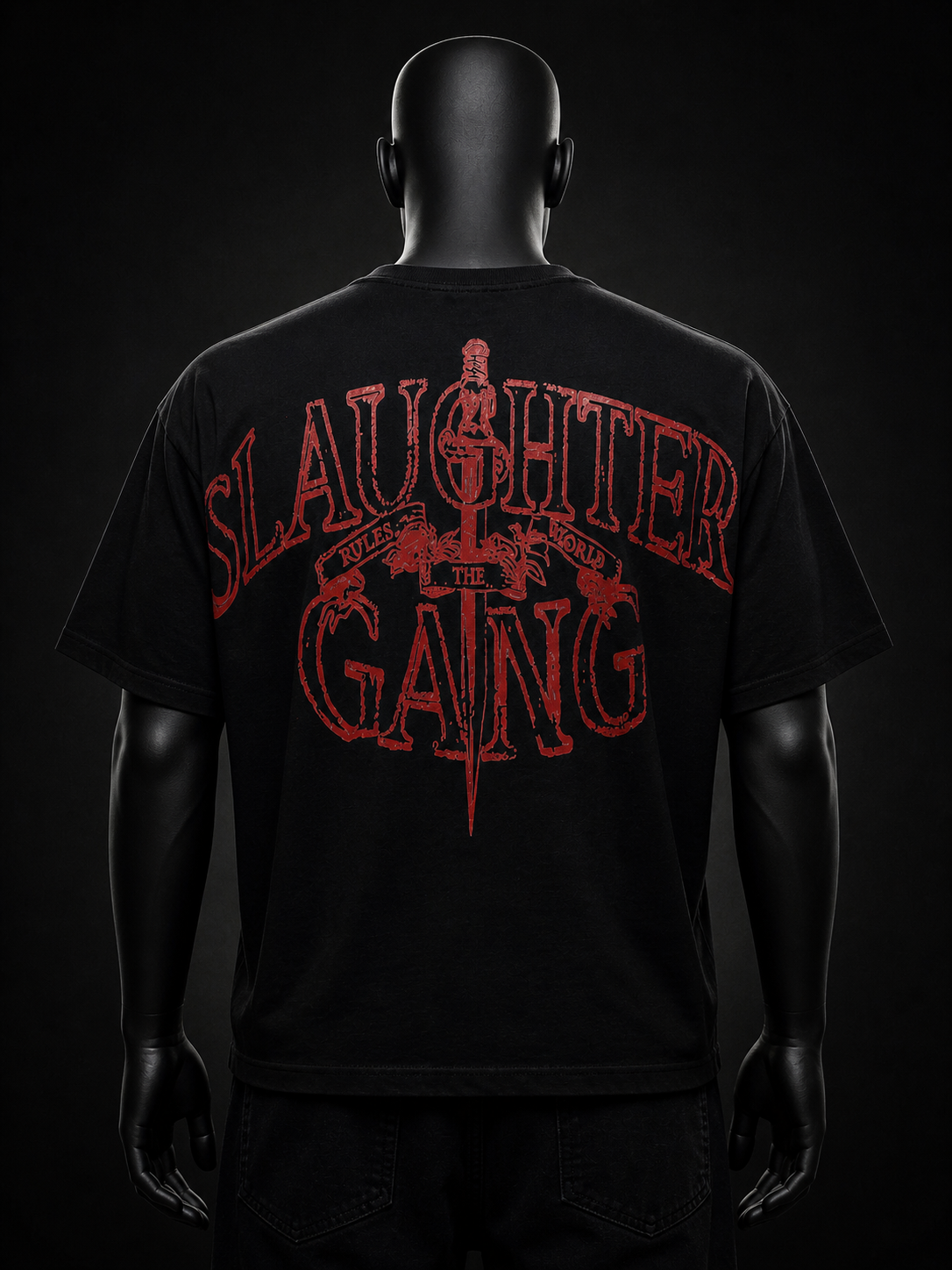 Slaughter Gang - Kırmızı Baskılı Y2K T-Shirt