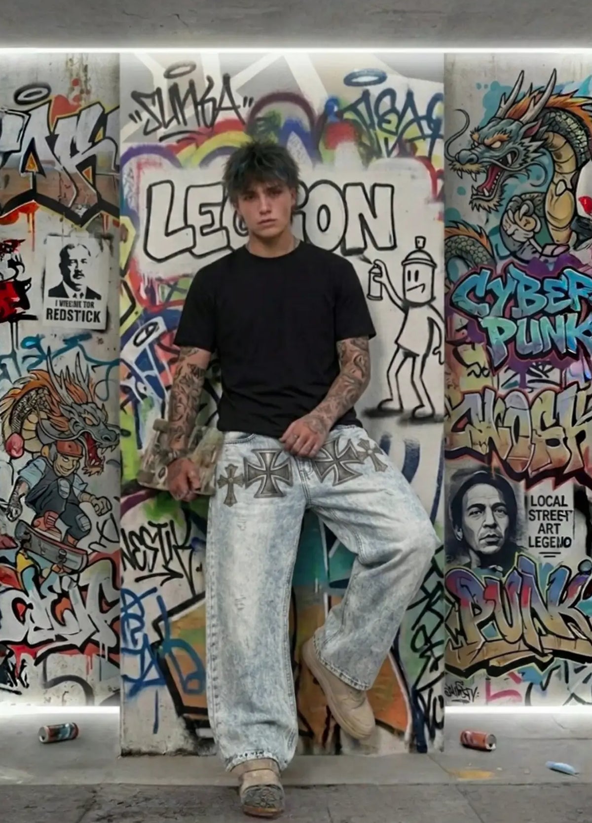 Cross Punk Unisex Pantolon