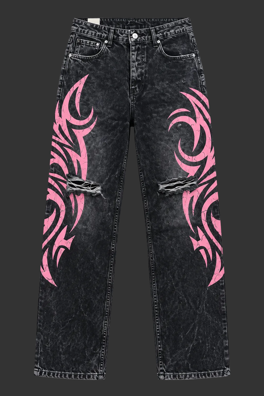 Pembe Tribal Baskılı Harajuku Unisex Pantolon